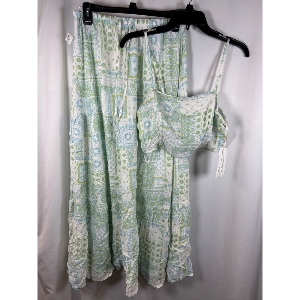 Midnight Sky Womens Paisley Patchwork 2 Piece Crop Top and Maxi Skirt Set M NWT